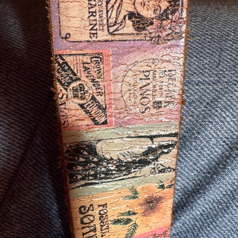 Fossil Multicolor Graphic Patchwork Leather Belt … - image 6